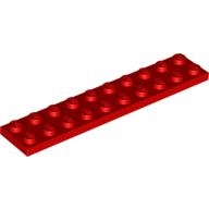 Lego destička 2x10, červená (383221)